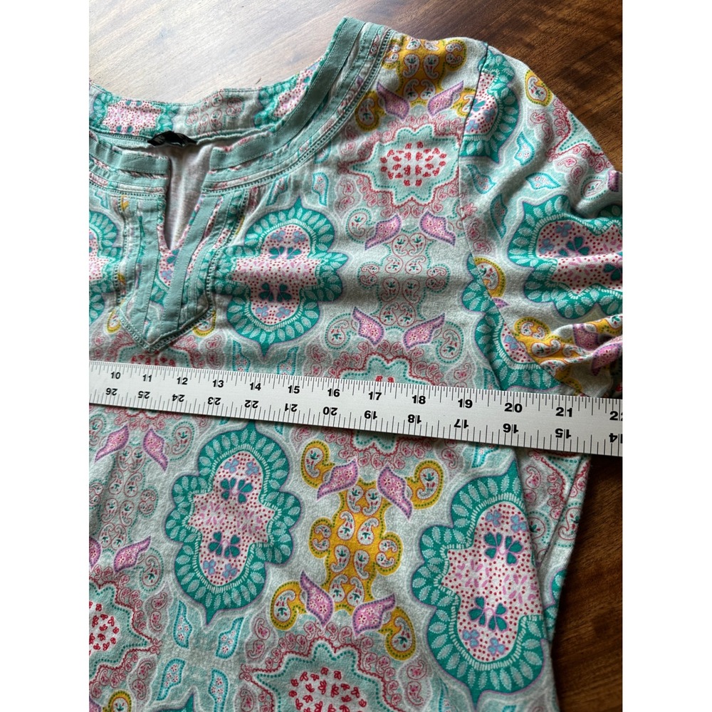 Talbots Paisley Tunic Top Womens XL Pastel Pima Cotton Modal 3/4‎ Sleeve Coastal - Picture 8 of 13